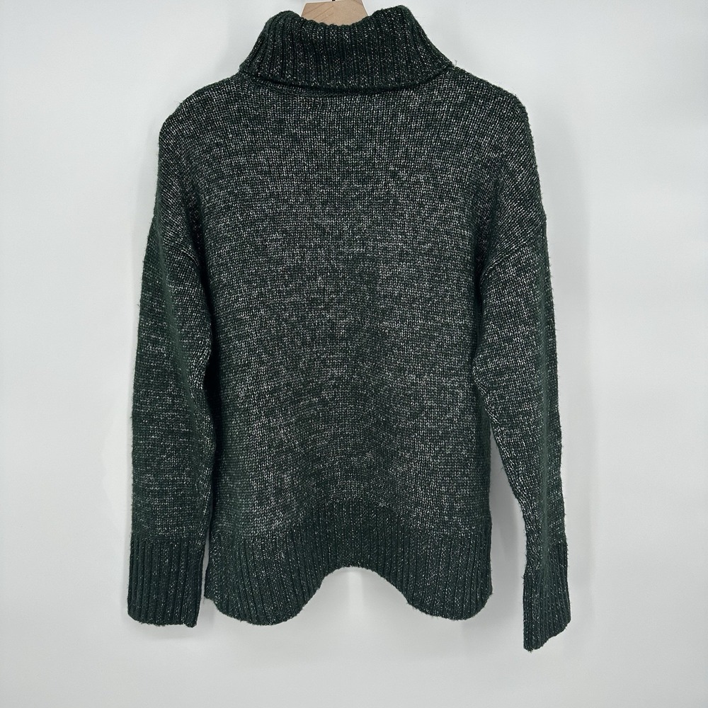 Banana Republic Sz S‎ Turtleneck Sweater Hunter Green White Minimalist Cozy - Picture 2 of 6